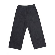 데님 와이드 8부 팬츠 청
