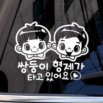 제제데코 자동차 스티커 쌍둥이 형제가 타고있어요, 화이트, 1개