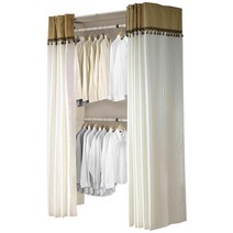 프라임행거 드레스룸 2단 커튼타입 행거, 브라운레이스