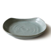 광주요 조합토 쑥빛 편사각접시 소