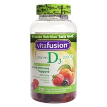Vitafusion 비타민 D3 2000 IU 본 & 이뮨 서포트 피치 블랙베리 스트로베리 구미, 150개입, 1개, 150정
