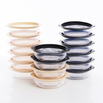 체리티 심플 쿡앤밥 밀폐용기 450ml 16p 세트, 1세트, 차콜 8p + 오트밀 8p