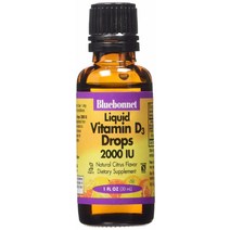 블루보넷 리퀴드 비타민 D3 드롭 2000IU 내추럴 시트러스 글루텐 프리 무설탕, 30ml, 1개