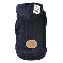 도그아이 애견 꽈배기 니트 후드, 남색