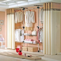 가화행거 원터치 38mm 알루미늄 4폴 드레스룸 커튼 행거 AL4502, A형브라운