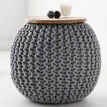 마켓비 RABOW 원목 상판 푸프 스툴 시리즈 니트 스툴 이케아 / 원형 스툴 니트푸프 미용 의자 풋스툴 쇼파 미니 현관 보조 낮은 패브릭, 마켓비 WISCON 원목 상판 푸프 스툴 그레이