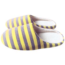 마켓감성 스트라이프 방한 실내화, 옐로우