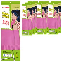 롯데이라이프 고무장갑 대 2p, 핑크, 8개