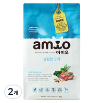 아미오 어덜트 오리 슬림업 애견사료, 1.4kg, 2개