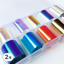 홀로그램 메탈 네일 필름 10종 세트, 혼합색상, 2개