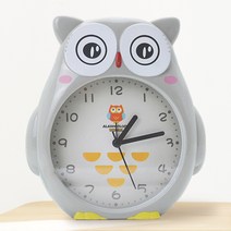 므뮤 귀여운 부엉이 인테리어 캐릭터 알람 탁상시계, 그레이