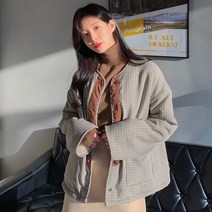 여성용 베라 체크 양면 패딩
