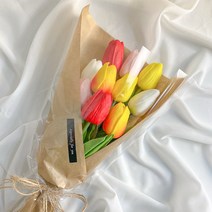 이플린 감성 조화 크라프트 튤립 꽃다발 10송이, 무지개