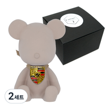 라띠크제이 엠블럼 베어 차량용 방향제 포르쉐 베이지 + 리필 베이비파우더 5ml, 2세트