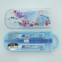 스케이터 겨울왕국2 엘사&올라프 슬라이드 수저세트, 혼합 색상, 1세트, 스푼+젓가락+포크+케이스