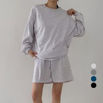 바블링브룩 여성용 오버핏 맨투맨 + 하프 팬츠 세트