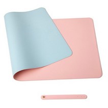 스트릿램프 대형 양면 심플 가죽 데스크 매트, 코스탈블루 + 핑크