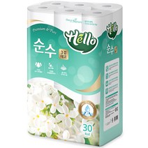헬로 순수 천연펄프 3겹 데코 롤화장지 30 m, 30롤, 1개