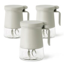 차이나다 습기방지 양념통 세트, 크림 양념통 3p + 스푼 6p + 습기제거제 3p, 1세트