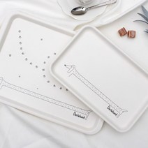 비스비바 닥스훈트 멜라민 쟁반 2p 세트, 크림화이트