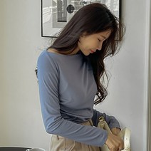 여성용 페미닌 보트넥 드레이프 티셔츠