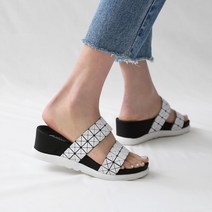단골언니 여성용 뉴오브 퍼즐 패턴 웨지굽 슬리퍼
