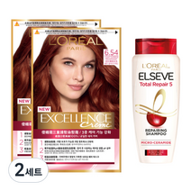 로레알파리 엑셀랑스 크림 염색제 6.54호 2p + 샴푸 170ml 기획세트, 2세트