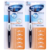 유한 덴탈케어 원미닛 치간칫솔 + 치간칫솔 헤드 리필 6p, 2세트