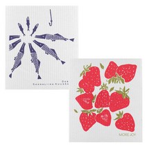 쿠 핀란드 행주 2p 세트 하우키 생선 + 딸기, 혼합 색상