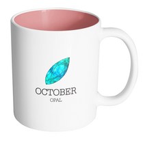 핸드팩토리 탄생석 10월 머그컵, 내부 파스텔 핑크, 1개