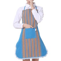 아울리빙 스트라이프 앞치마, 블루, 1개