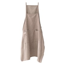 아포아룸 빈티지체크 앞치마, 브라운, 1개
