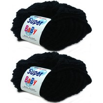 행복뜨기 슈퍼베이비 굵은 뜨개실 2p, 2212 검정, 2개