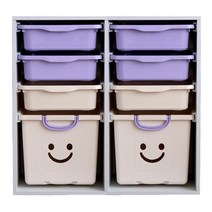 보노하우스 레브 해피수납장 4단 더블 화이트프레임, 바이올렛 + 아이보리