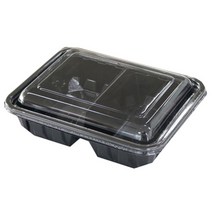TS 블랙사각 일회용 도시락 용기 2칸, 20개입, 1개