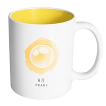핸드팩토리 라인탄생석 6월진주 머그컵, 내부 옐로우, 1개