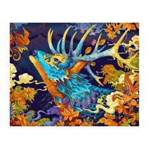 헬로페인팅 DIY 그림그리기 도면 키트 세트 상상 속의 늑대, 혼합 색상