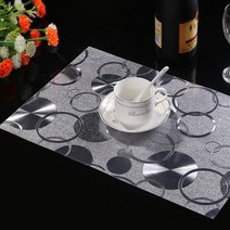 리빙팝 물방울 식탁 테이블 매트 3p, 실버, 45 x 30 cm