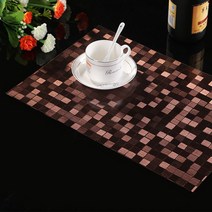 리빙팝 바둑판 식탁 테이블 매트, 브라운, 45 x 30 cm