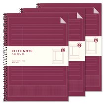 투영디자인 엘리트 스터디 4분류 노트, 버건디, 3개입