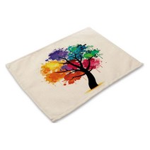 아울리빙 컬러풀한 나무 식탁매트, H, 42 x 36 cm