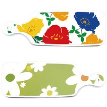 로엠디자인 국화블루화이트보드 서빙 도마 보드 2p 세트, 국화블루화이트보드, floral design하얀개나리, 1세트