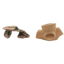 하온펫 수족관 장식용품 고인돌 3 + 나무 놀이터, 1세트