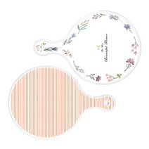 로엠디자인 서빙 원형 도마 보드 2p 파스텔패턴플라워라인 세트, 파스텔패턴플라워라인, 주홍라인, 1세트
