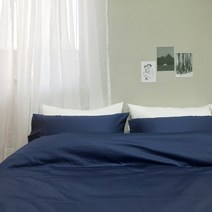한국침구 100수 매트커버 침구 세트, 다크블루