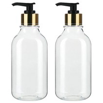 병도매닷컴 ARB300 투명 디스펜서 검정 골드 마개 공병, 300ml, 2개입