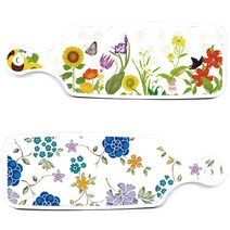로엠디자인 서빙 도마 보드 2p 로맨틱 블루 floral 화이트 세트, 로맨틱 블루 floral 화이트, 화단, 1세트