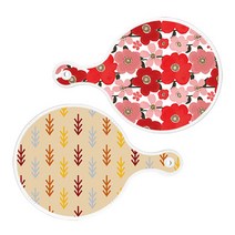 로엠디자인 서빙 도마 2p 붉은빛 동백원형 세트, 붉은빛동백원형, 소나무두목색보드원형, 1세트