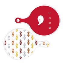 로엠디자인 원형 서빙 도마 보드 2p 미트레드 세트, 미트레드, 소나무화이트, 1세트