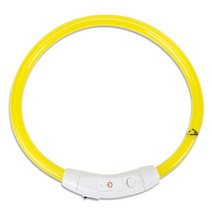 딩동펫 충전식 LED 반려견 목걸이 M, 옐로우, 1개